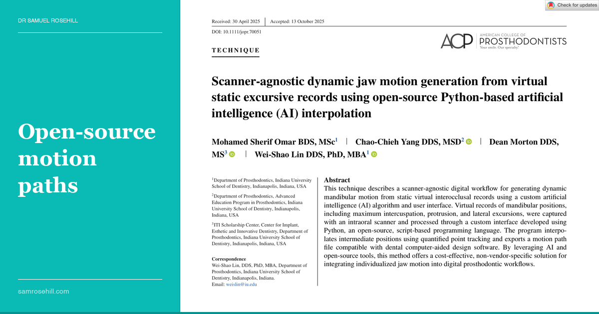 An Open-Source AI Tool That Generates Dynamic Jaw Motion from Static Scans