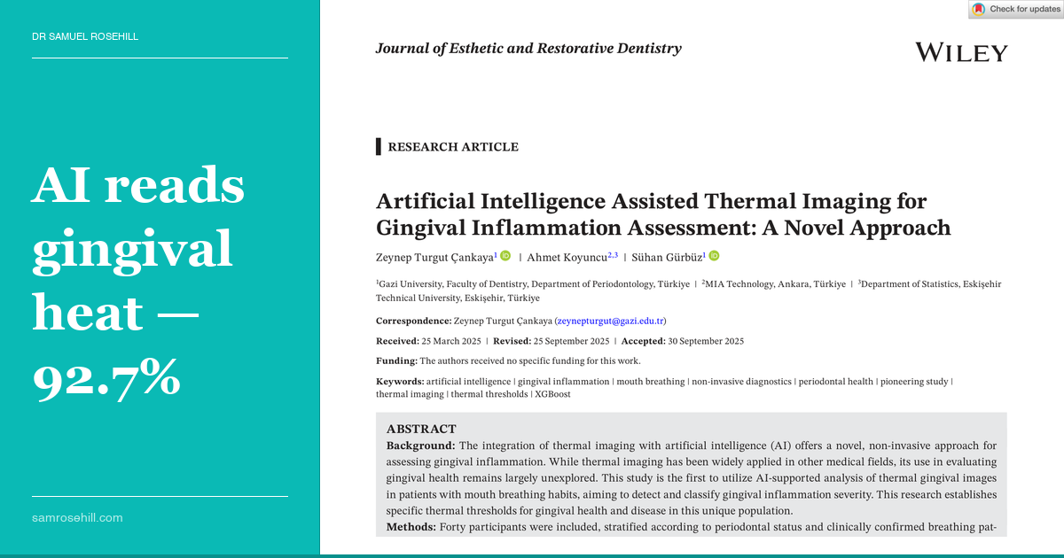 Heat Signature: Can AI Read Gingival Inflammation Without a Probe?