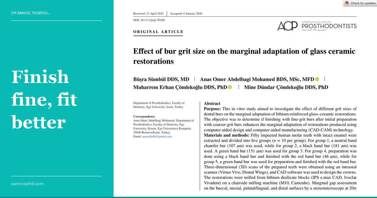 Finish with the Red Bur: What Your Prep Bur Colour Is Doing to Your Margins