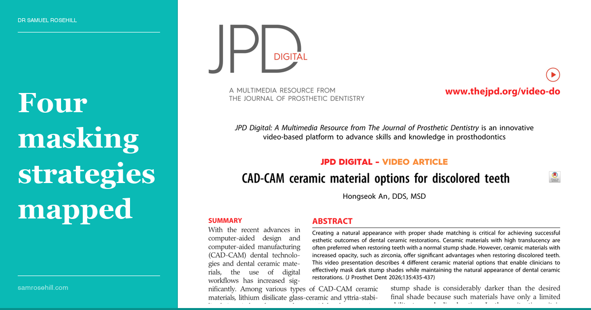 Four Ways to Hide What a Tooth Is Hiding: CAD-CAM Ceramics for Discoloured Teeth