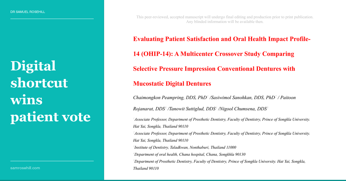 The Shortcut That Outperformed: Digital Dentures Beat Conventional on Patient Satisfaction