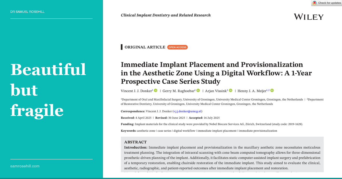 The Digital Immediate Implant Workflow: Beautiful Results, Uncomfortable Failure Rate