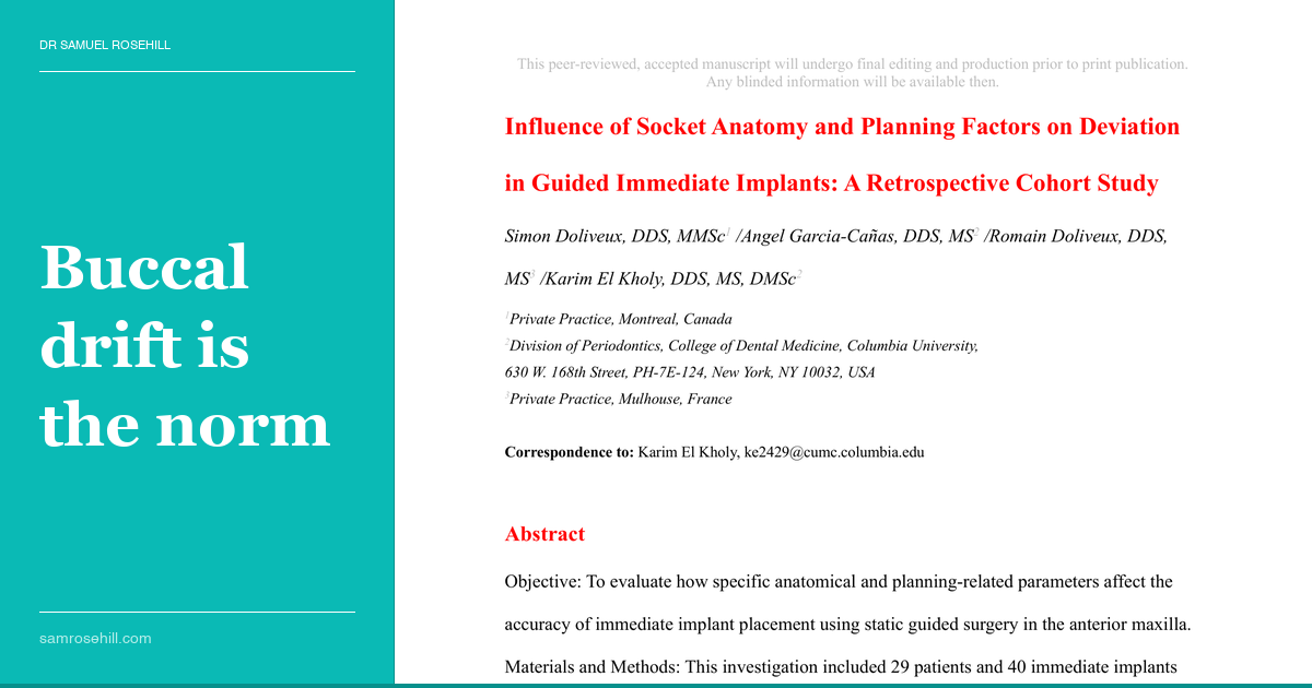 Your Guided Immediate Implant Will Drift Buccally. Every Time.