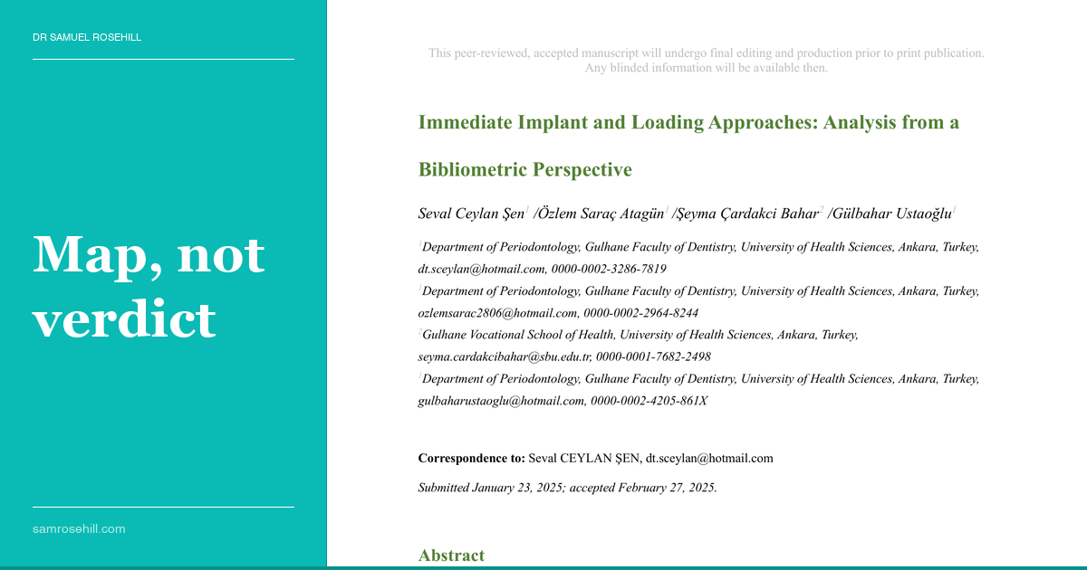 Immediate Implant Research Has a Map, Not a Compass