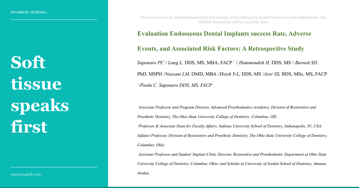 Most Implant Problems Arrive Before Failure