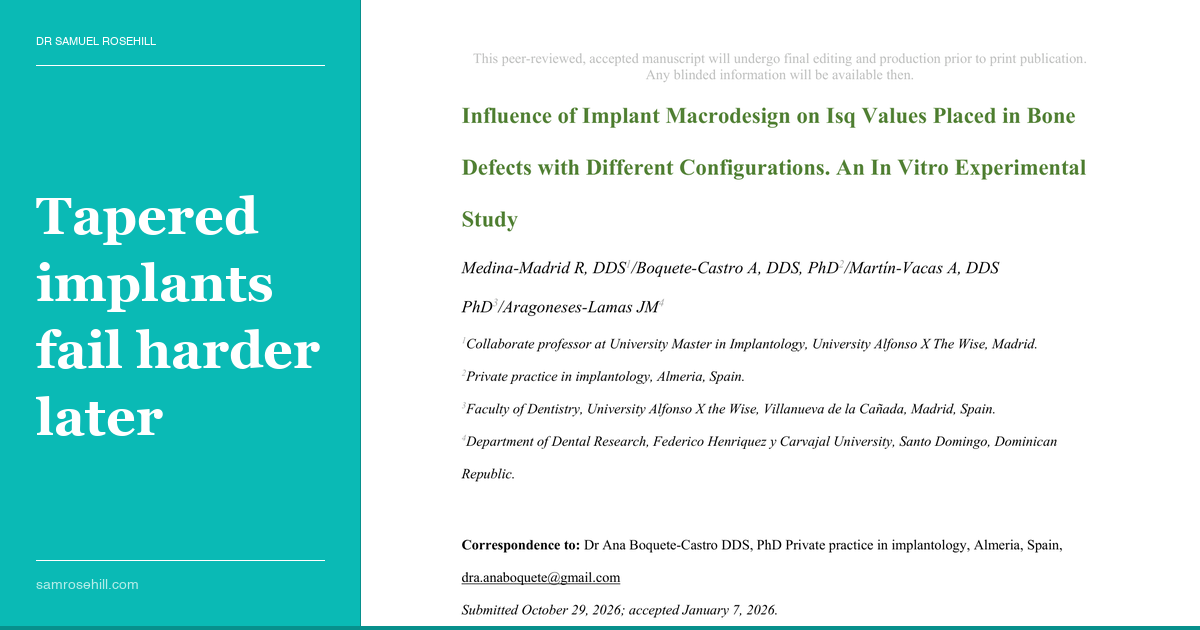 The Variable That Hides Until It Matters: Implant Macrodesign and Stability Under Bone Loss