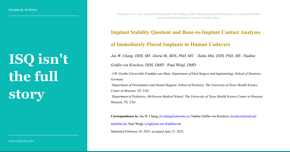 Implant Stability and Bone Contact: When the Numbers Don't Tell the Whole Story