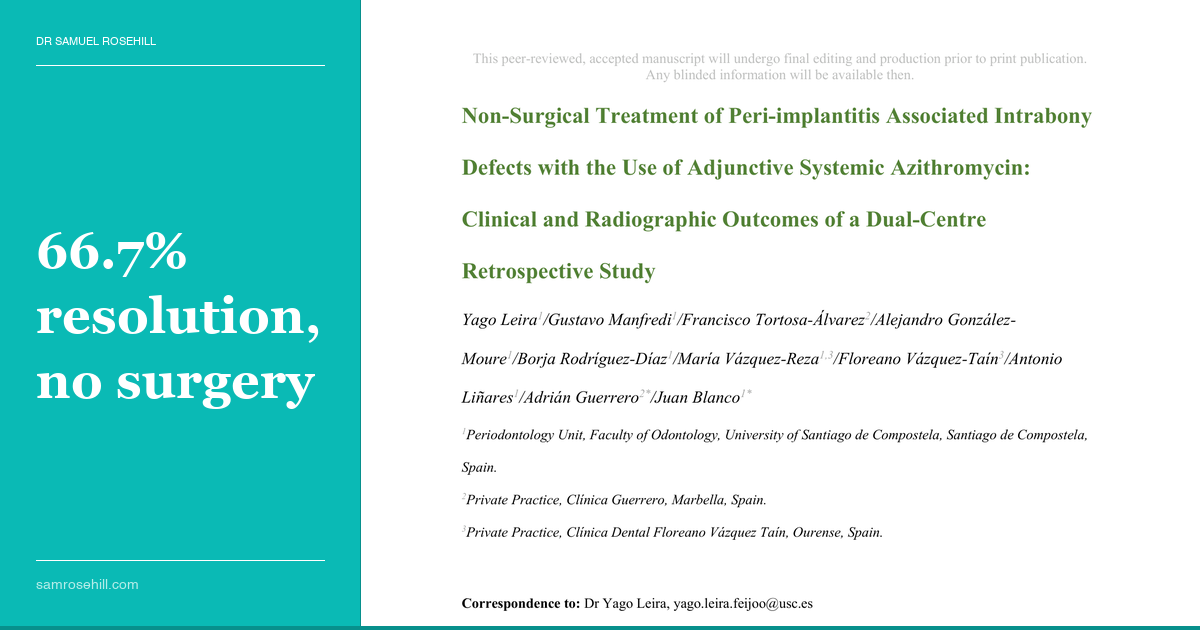 Three Pills, No Surgery: Azithromycin's Surprisingly Good Showing in Peri-implantitis