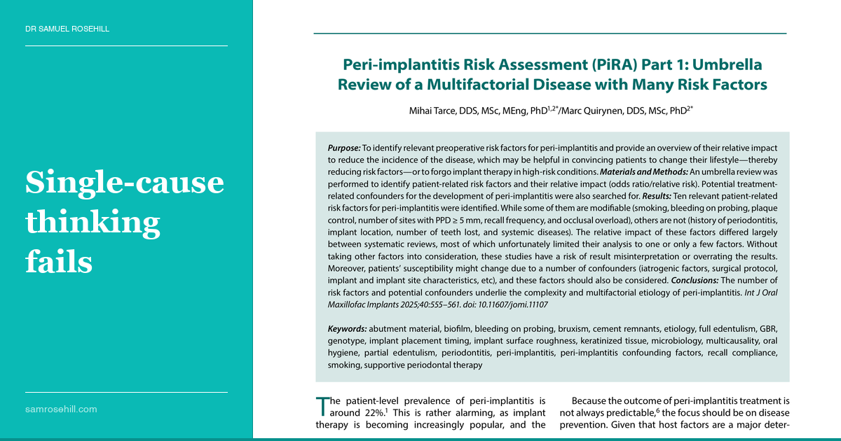 Peri-Implantitis Refuses Simple Stories.