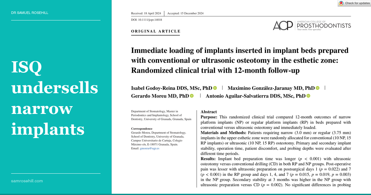When the Gatekeeper Fails the Gate: ISQ, Narrow Implants, and a Protocol That Blocked Its Own Patients