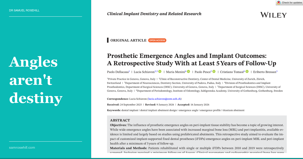 The Emergence Angle Rule Gets a Custom-Abutment Caveat