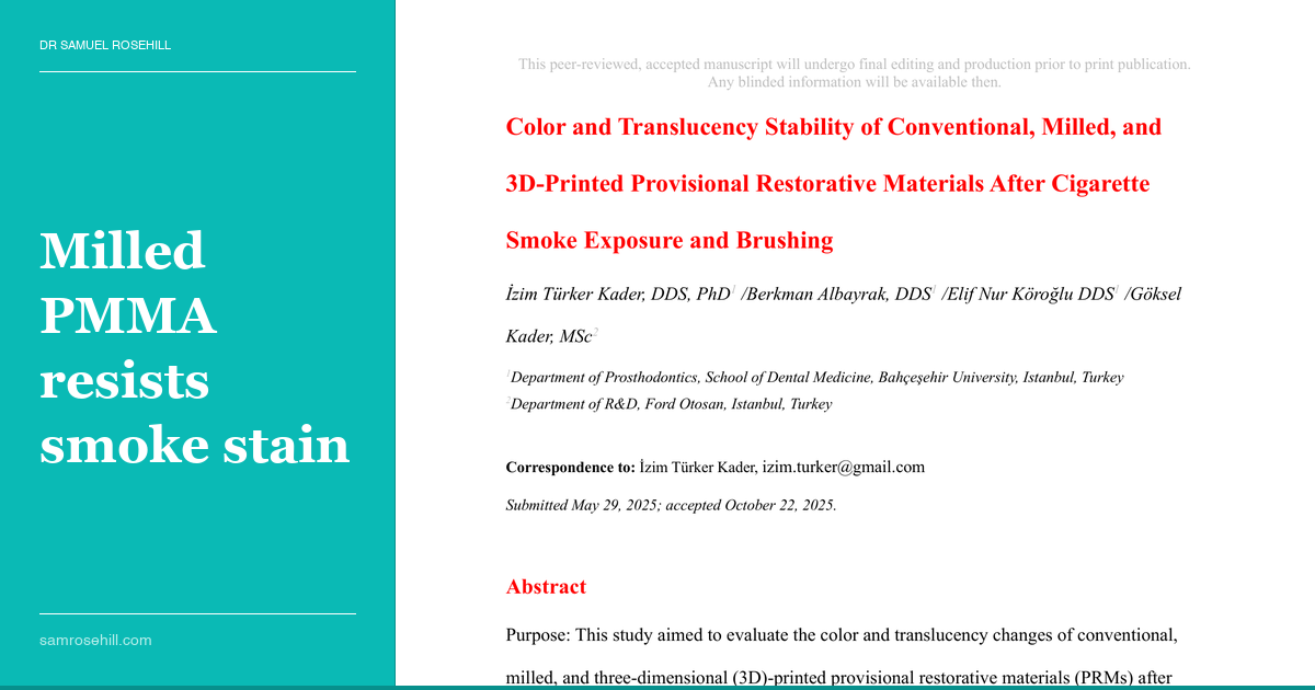 Your Patient's Provisional Just Survived Three Weeks of Smoking. The Colour Didn't.