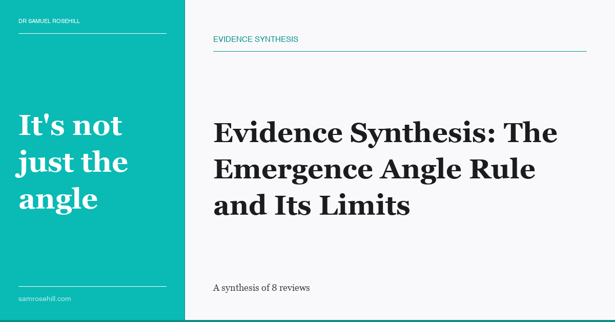 Evidence Synthesis: The Emergence Angle Rule and Its Limits
