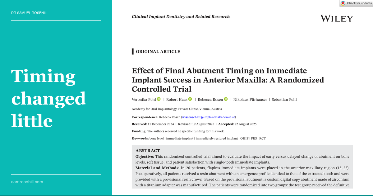The Zirconia Abutment Changed Early. The Outcome Didn't.